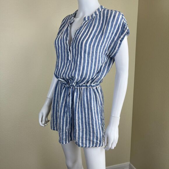 Rails Women's Size XS Blue Emma Mykonos Stripe Linen Mini Dress Cover Up Resort - Picture 15 of 17